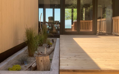 Cedar and Concrete Front Entrance