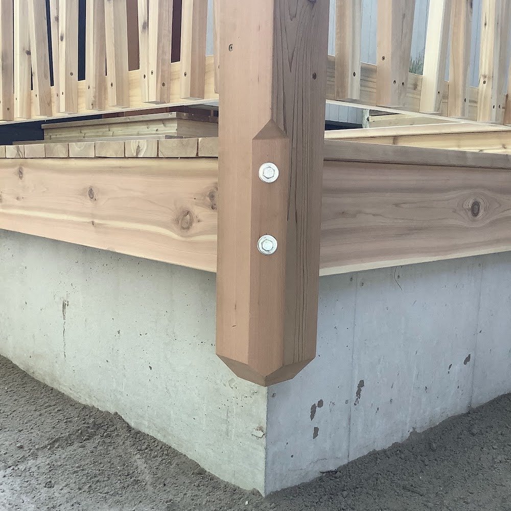 Corner Post Cedar Railing and Deck